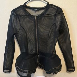 Mesh/Fishnet blazer/jacket with zipper peplum